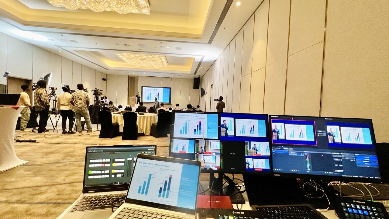 AIRBUS event — multi-camera livestream control desk and camera crew